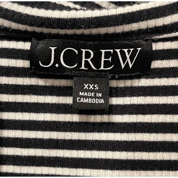 J.CREW Black White Buttons Down Short Sleeve Striped Blouse - Picture 2 of 3